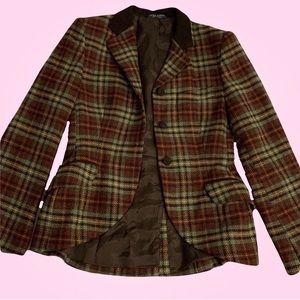 Laura Ashley Vintage Plaid Wool Blazer